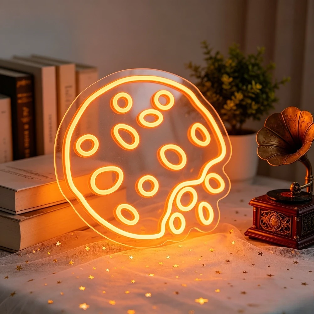 Cookie Bite Neon Sign LED Dimmable USB Wall Light for Bakery Cake Shop Kids Room Kitchen Dessert Bar Birthday Party Wall Decor