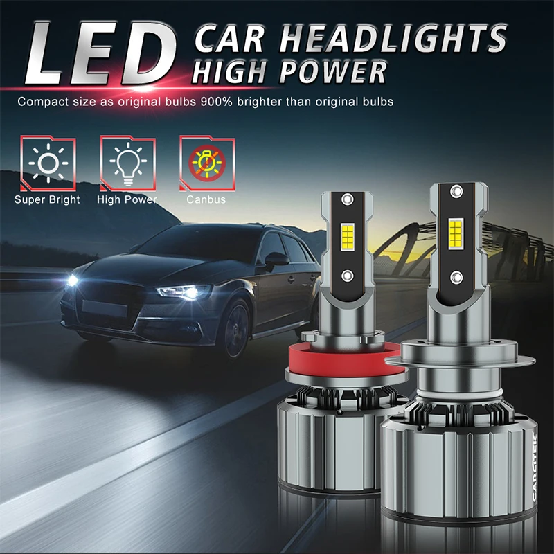 Car Headlight 6500K 1:1 Size H4 H7 H11 LED Canbus H8 H9 9005 HB3 9006 HB4 9012 HIR2 Plug&Play CSP CHIPS Turbo Fan Fog Lights 12V