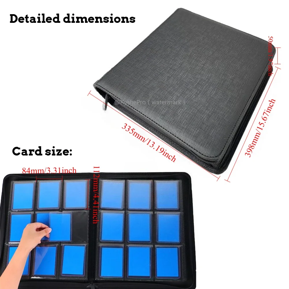 9 Pocket PU Leather Toploader Binder Holds 252 Toploaders 3" X 4" Rigid Card Holder Double Sided Pockets for Pokemon TCG Cards view 2