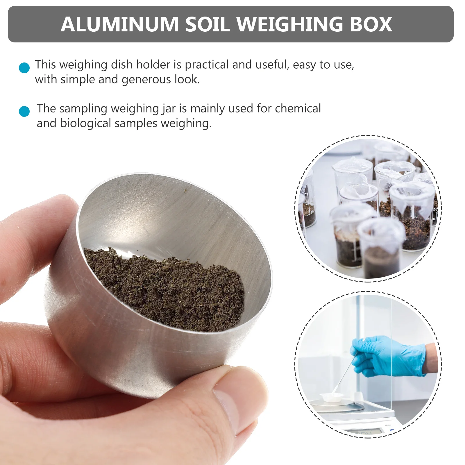 

3pcs Aluminum Weighing Can Sampling Jar Laboratory Soil Holder Tool Experiment Weighing Dishes Teaching Equipment