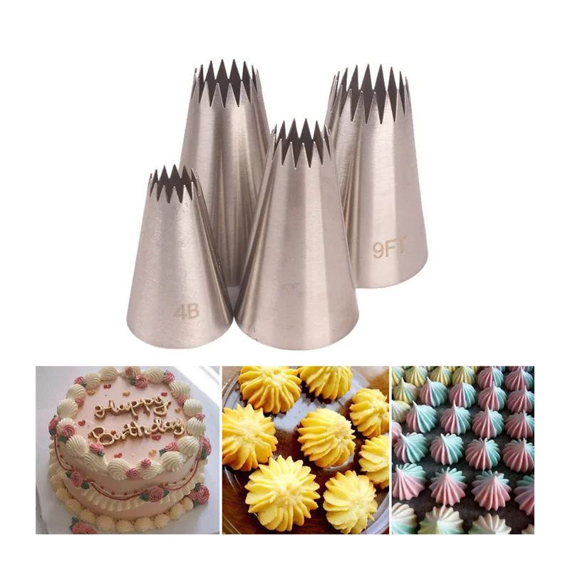 

Multi-Tooth 4-Piece Set Cookie Pastry Nozzles Professional Ppastry Baking Accessories and Cake Decorating Cake Decoration