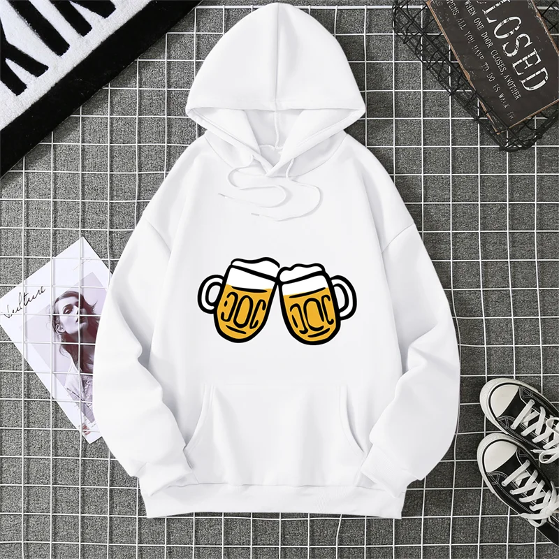 Simple Beer Cheers Pattern Unisex Hoodies 3D Print Creative Design Long Sleeved Clothes Fashion Comfortable Hooded Pullover Tops