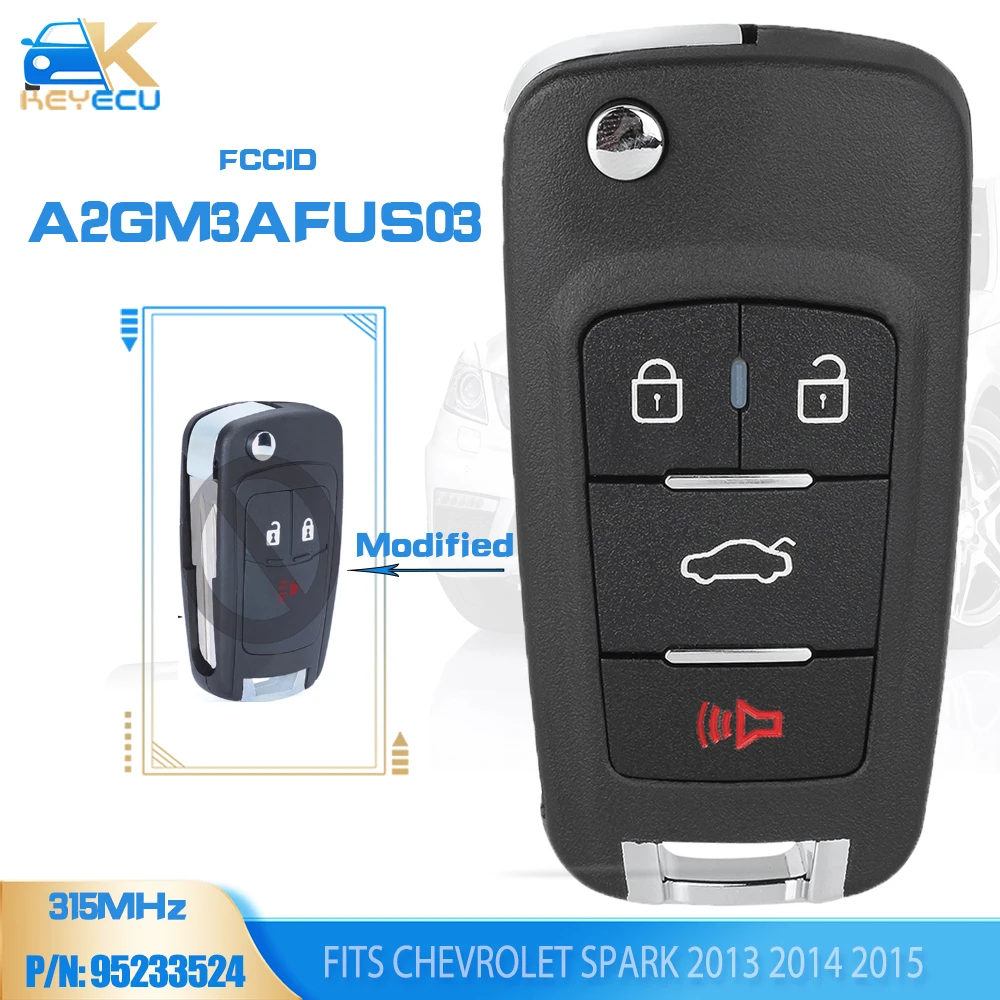 

KEYECU P/N: 95233524 , A2GM3AFUS03 315 МГц ID46 чип обновления дистанционного брелок для автомобиля для Chevrolet Spark 2013 2014 2015