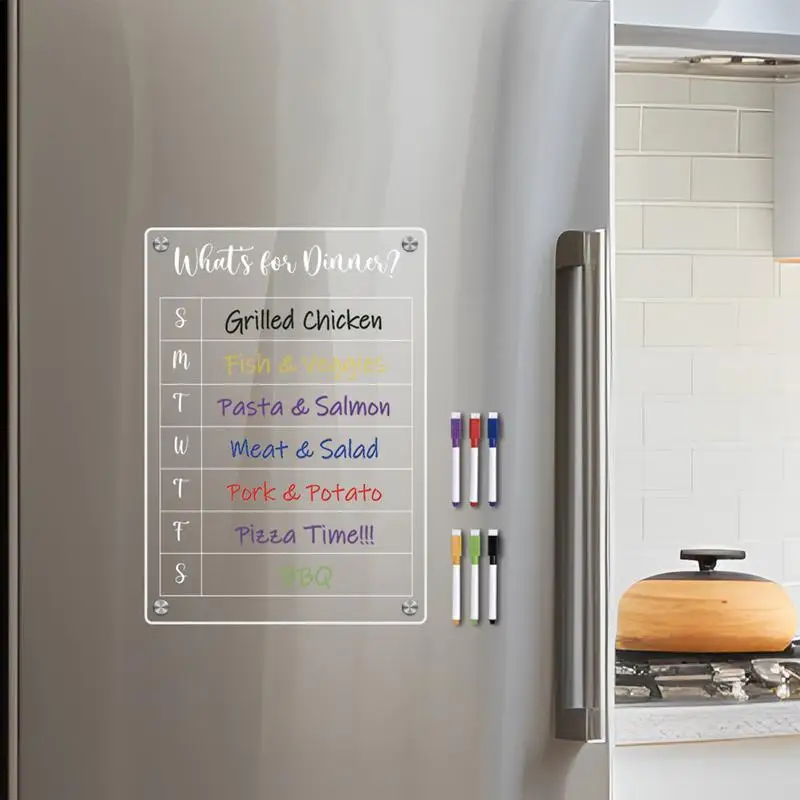 Dry Erase Planner Board Clear Note Acrylic Calendar Planner Magnetic Wall Board With 6 Markers Portable Memo Whiteboard Acrylic