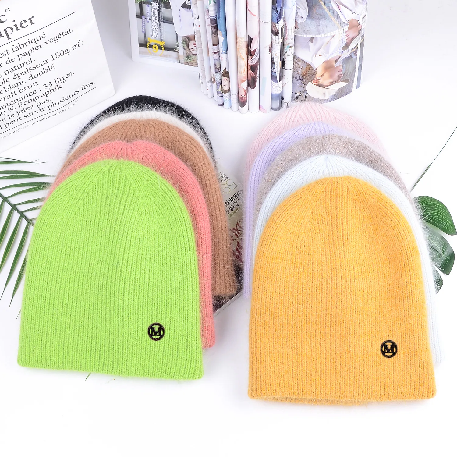 New Rabbit Cashmere Unisex Woman Winter Hat With M Female Autumn Beanie Wool Warm Rabbit Fur Skullies Top Quality Gift Wholesale