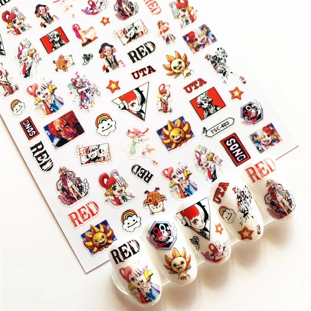 Newest TSC-403-409 Red Beauty series 3d nail art sticker nail decal stamping export japan designs rhinestones