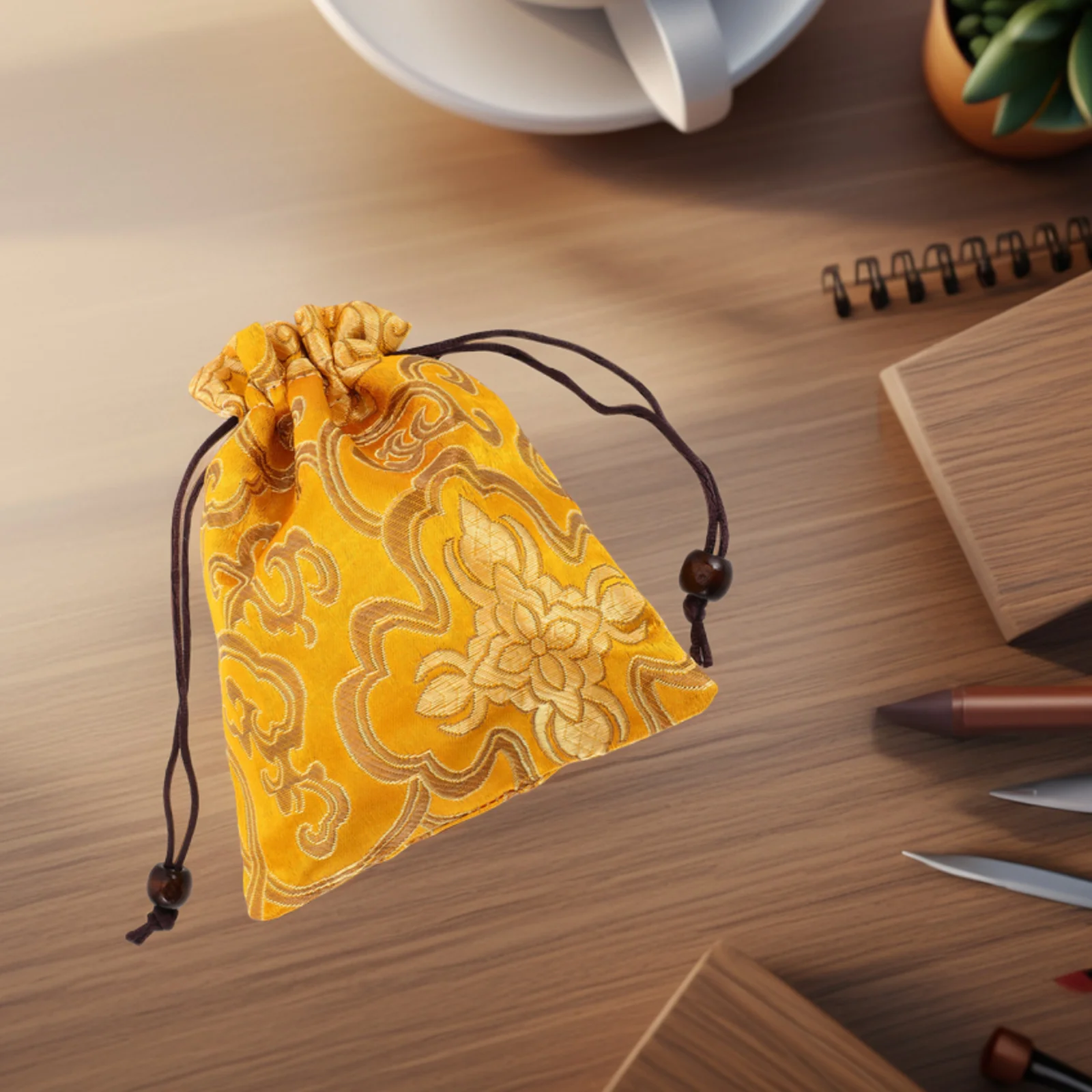 

Singing Bowl Storage Bag Candy Packaging Sack Chinese Embroidery Pouch Silk Coin Purse Style Jewelry Party Favors Fabric