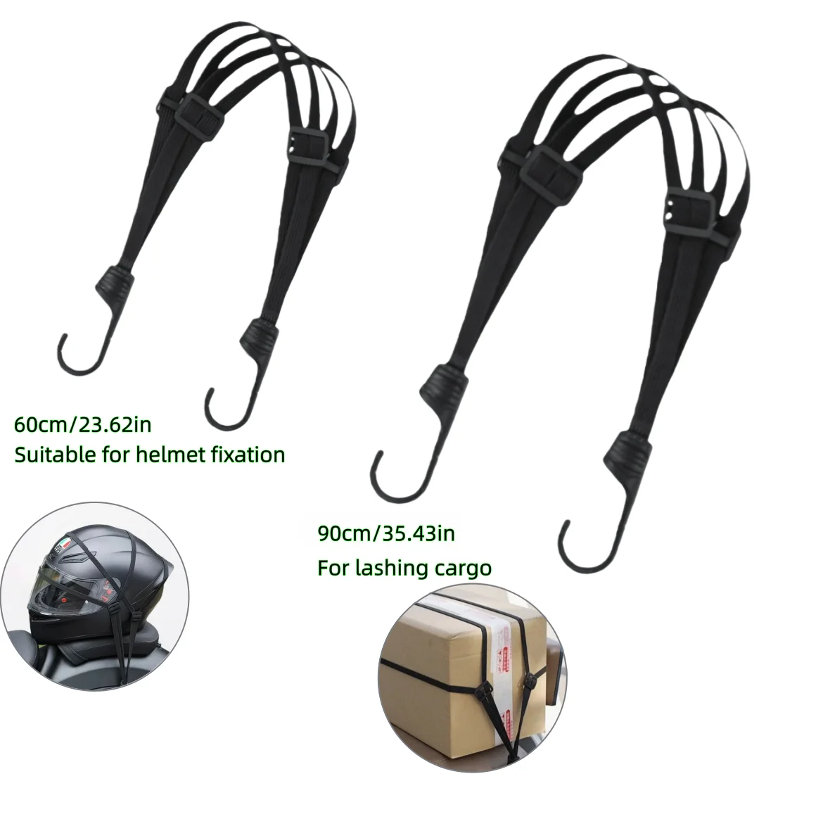 High-Strength Helmet Lock Strap (60/90cm), Weather-Resistant Elastic Cable for Securing Helmets to Motorcycles and Bikes