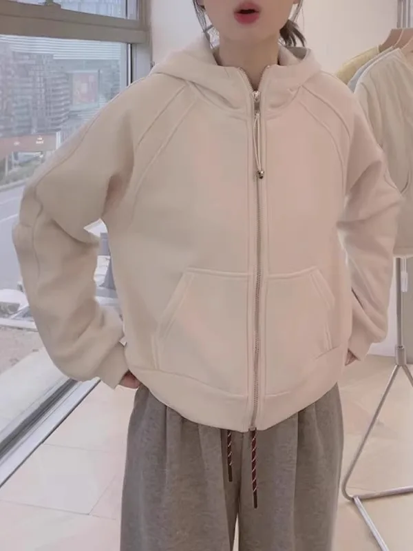 

Женский утепленный флисовый кардиган с капюшоном, толстовка, верхняя одежда, осенне-зимний универсальный топ больших размеров, утягивающий фигуру