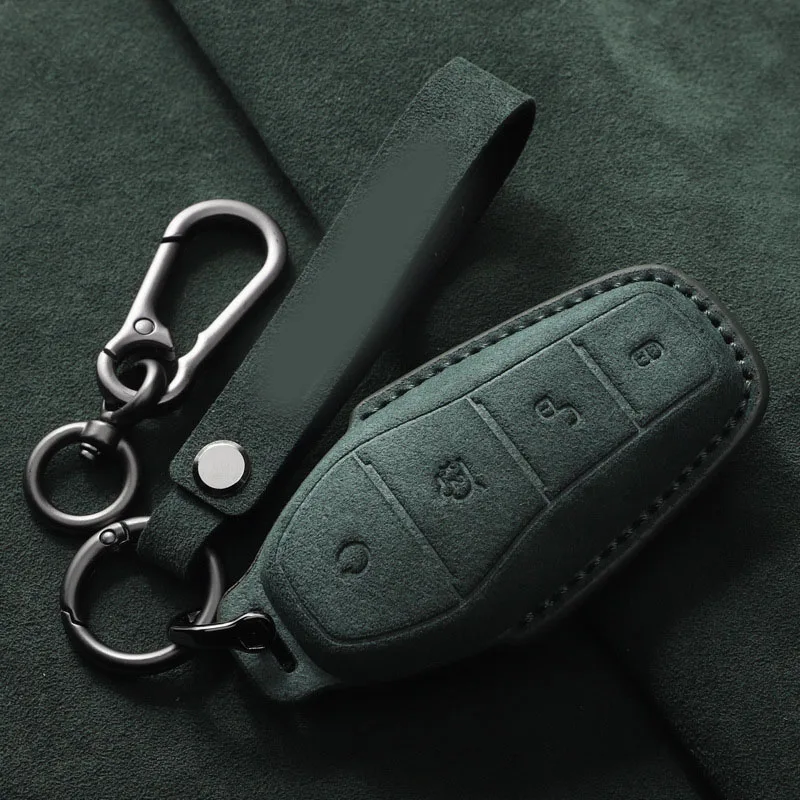 Keychain Suede Car Key Case for BYD Tang Han Dolphin Seal Song Key Cover Vehicles Interior Replacement Parts Car Accesorries