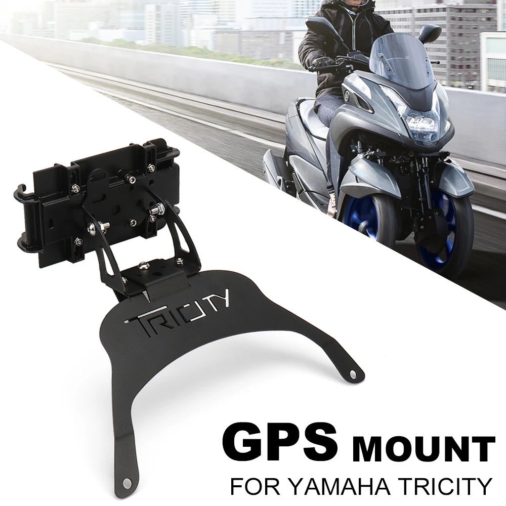 For YAMAHA TRICITY Tricity New Motorcycle Phone Holder Stand GPS Navigation Plate Bracket Accessories Black Wireless charging