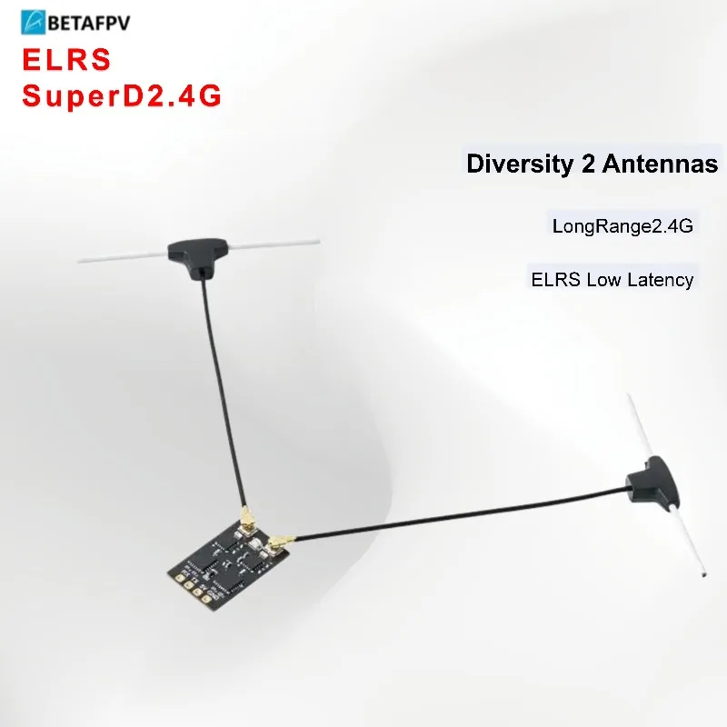 

BETAFPV SuperD ELRS 2.4G Diversity Receiver 2T Antennas ExpressLRS RX for FPV Long Range Freestyle Drone