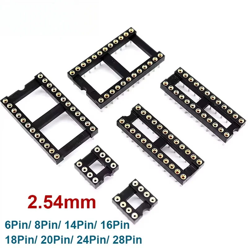 10PCS Circular Hole 2.54mm IC Socket DIP6 DIP8 DIP14 DIP16 DIP18 DIP20 DIP24 DIP28 Pin Connector Socket 6 8 14 16 18 20 24 28Pin