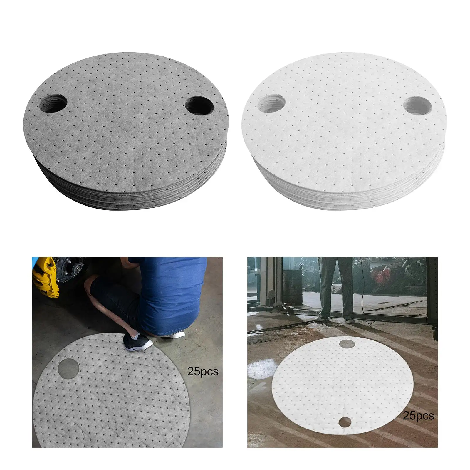25Pcs Drum Top Absorbent Pads Oil Spill Mats for Solvent Grease Workshop
