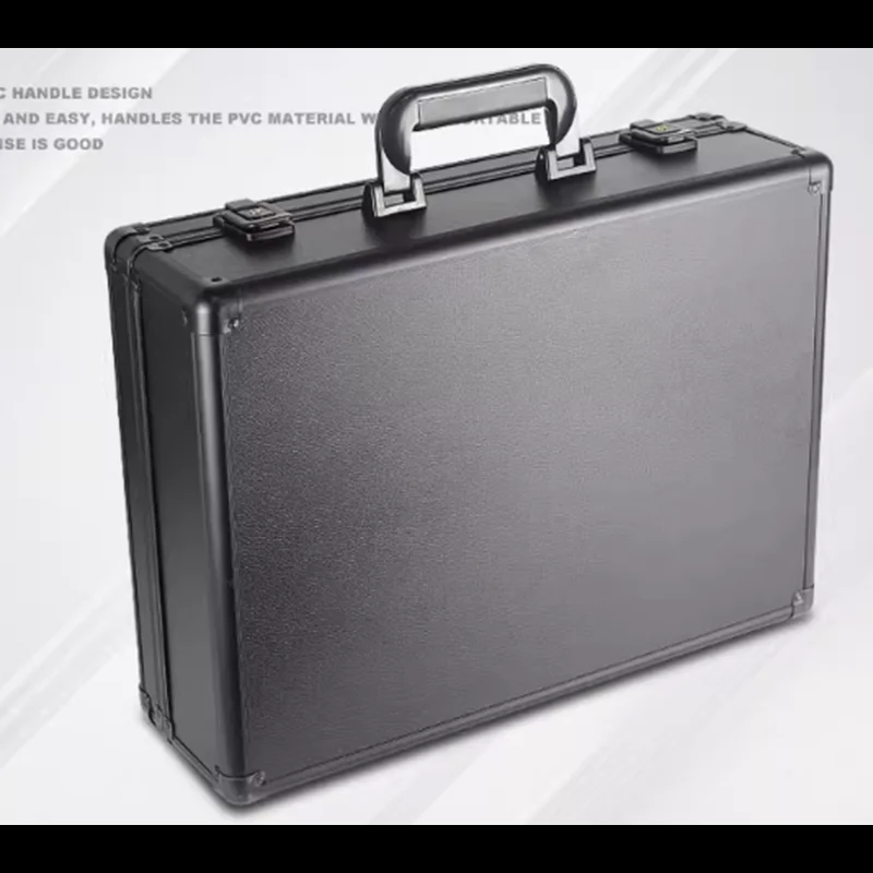 Полностью черный чехол из алюминиевого сплава для деловых наличных документов, утолщенный ящик для хранения мелких предметов, оборудование и ящик для инструментов