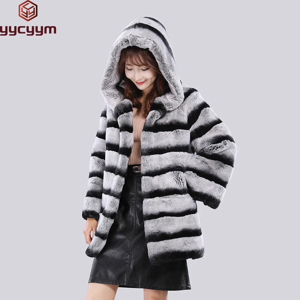 

New Women Winter Warm Russian Lady 100% Natural Rex Rabbit Fur Hooded Coats Real Rex Rabbit Fur Jackets Hot Genuine Fur Overcoat