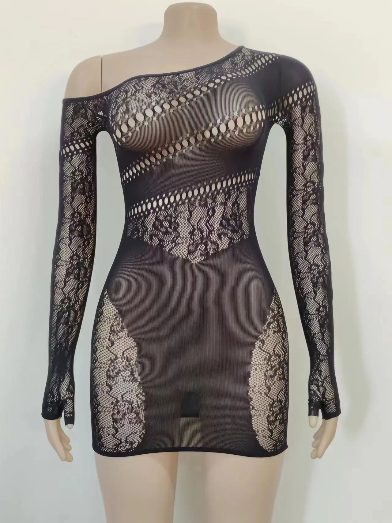 بذلة نسائية شبكية متلألئة ، عبر الحدود ، مثيرة