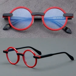 BETSION Vintage Round Acetate Eyeglasses Frame Men Myopia Prescription Glasses Women Optical Glasses Steampunk Eyewear