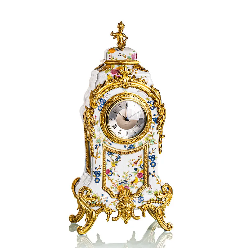 

High-end luxury ceramics with copper decorative desk clocks, handicraft ornaments