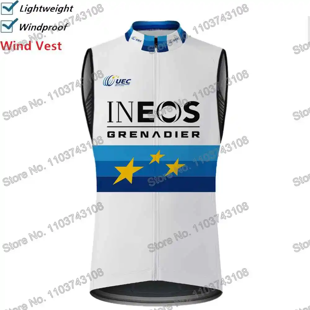 Ineos Grenadier 2024 European Champion Cycling Vest Windbreaker Men Wind Vest Summer Road Race Bike Jersey Sleeveless MTB Jacket