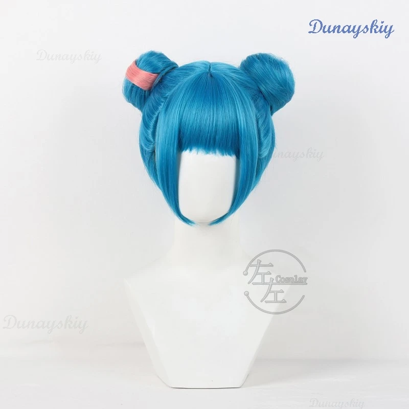 Jinx Cosplay Wig Arcane Season 2 Jinx 30cm 2 packages hair Blue Women Halloween LOL RolePlay Wig Pink Highlight Customized