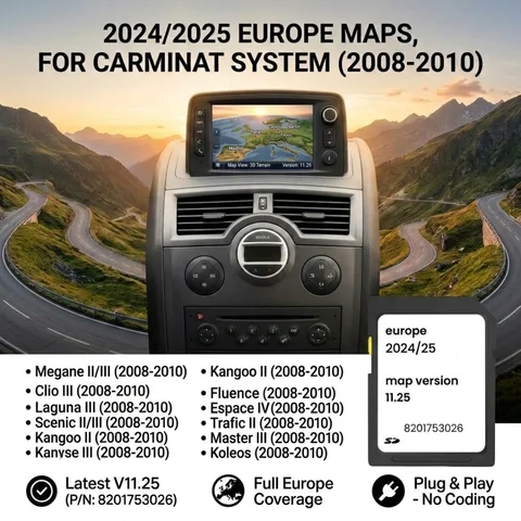 2024 New Carminat GPS Navigation SD Card Part No.8201753026, Ver.11.25 UK & Europe Sat Nav Map Memory Card Compatible with Renau