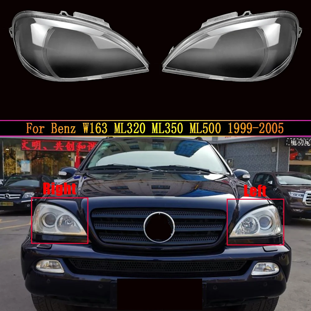 Car Front Headlight Lens For Mercedes-Benz W163 ML320 ML350 ML500 1999~2005 Lampshade Glass Case Auto Headlight Cover Light Lamp