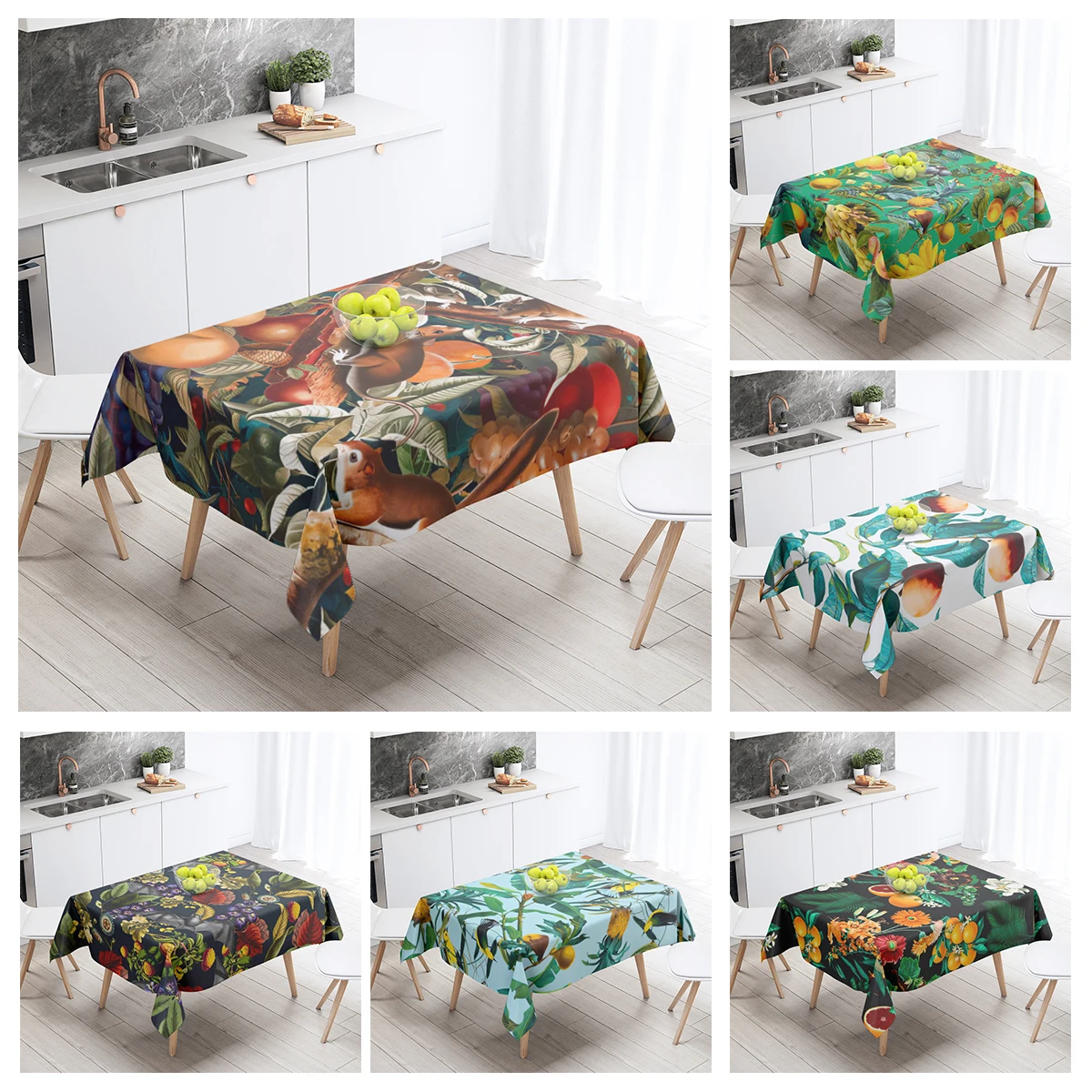 Home tablecloths dining decoration and rectangular table accessories waterproof cloth Anti-stain restaurant Nordic plant flower