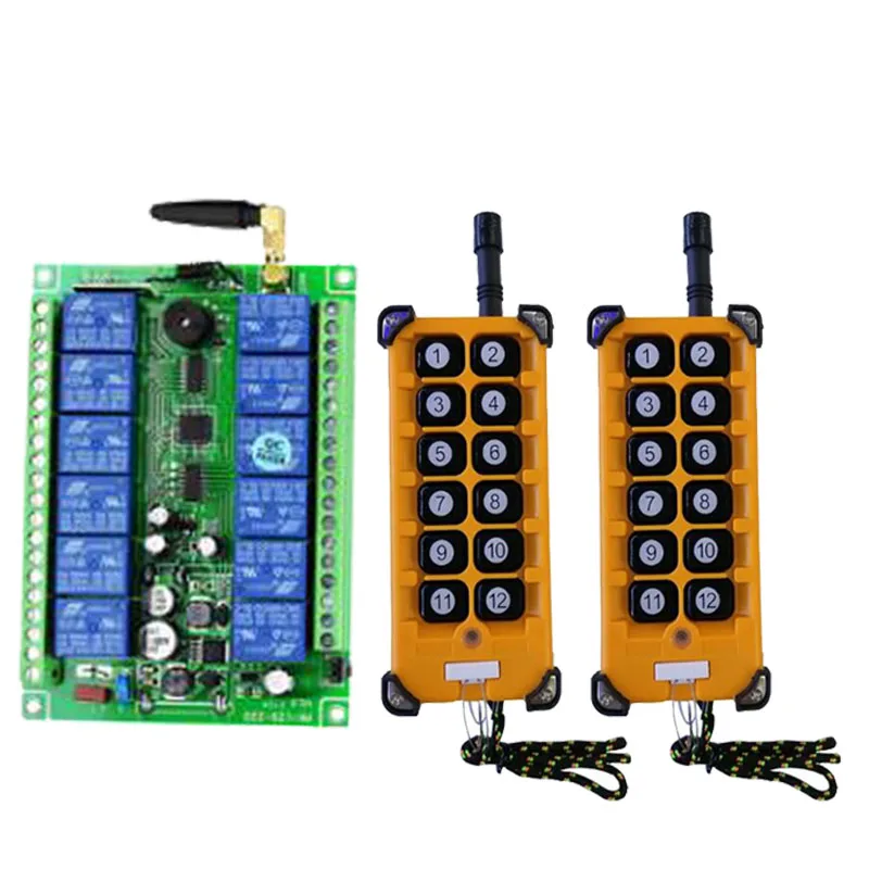 

433MHZ 3000m DC12V 24V 48V 12CH Radio Controller RF Wireless Remote Control Overhead travelling crane System ReceiverTransmitter