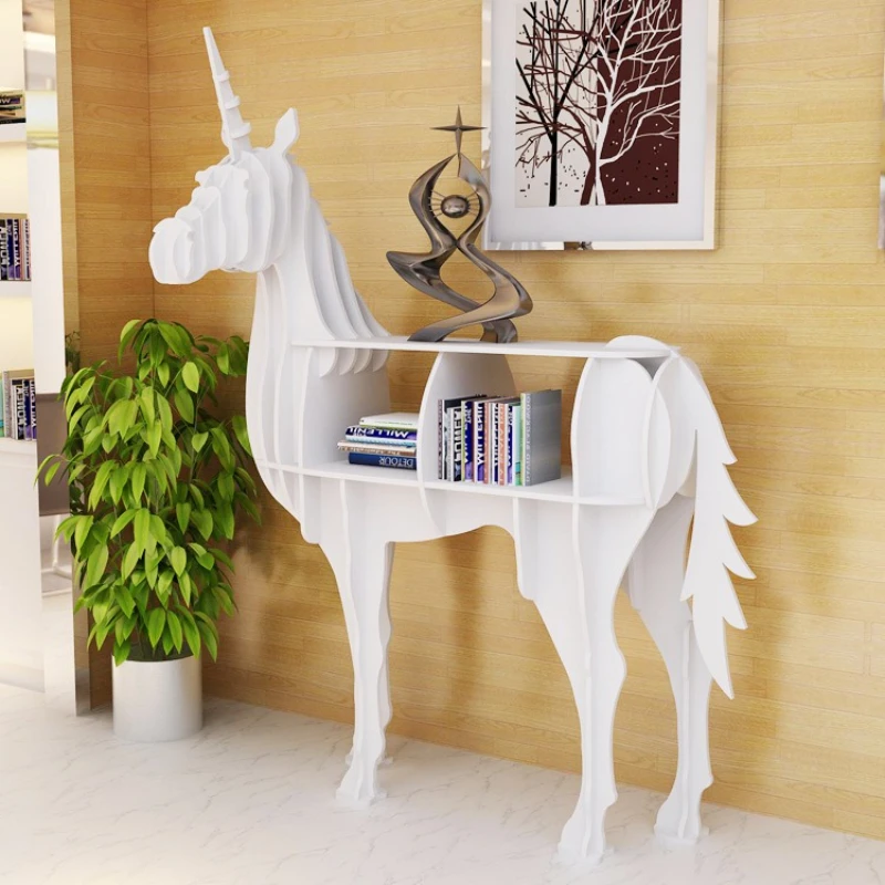 

Unicorn creative bookshelf, animal-shaped entrance table, shop window floor