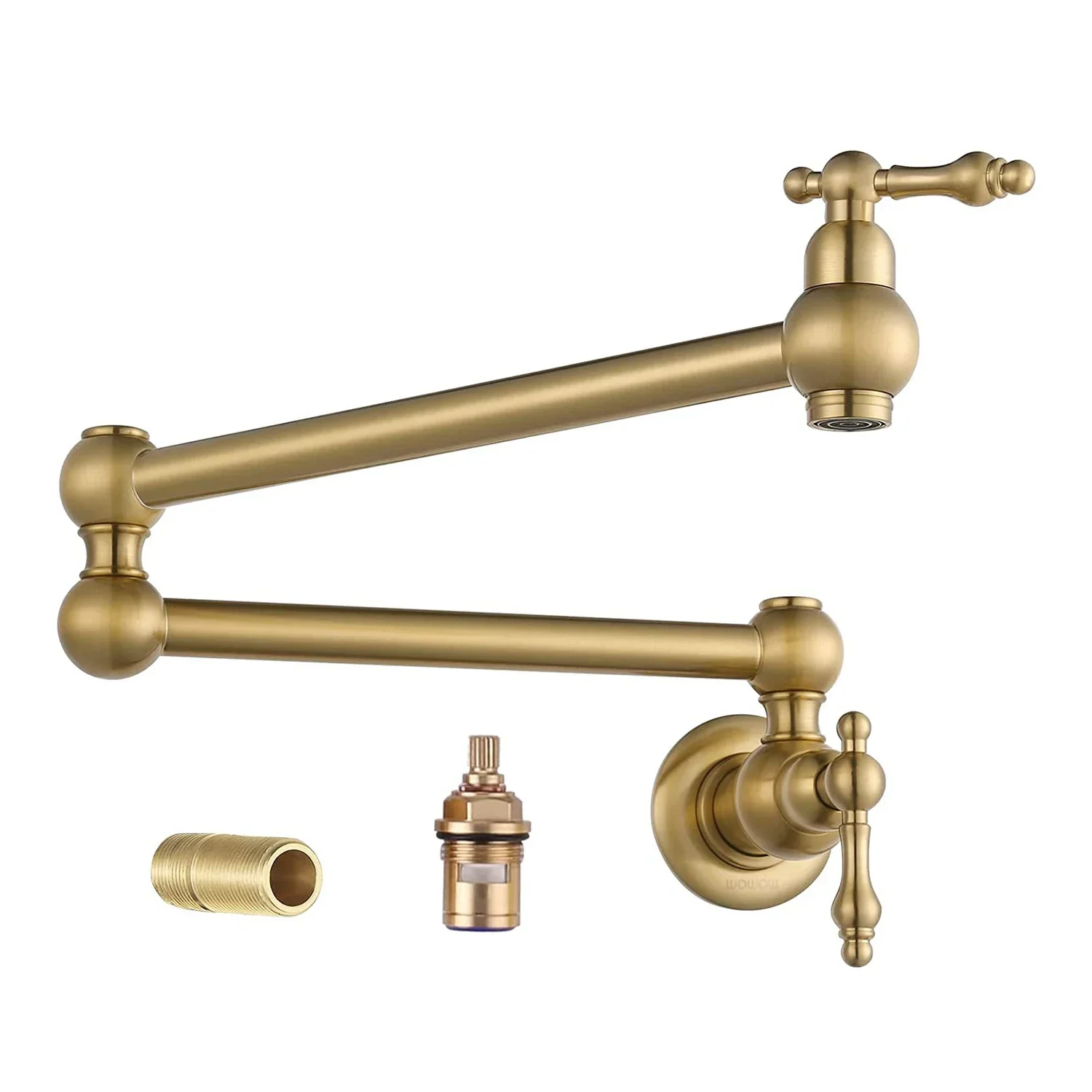 Wall Mount Brushed Gold Pot Filler Faucet Double Joint Swing Kitchen Folding Faucet