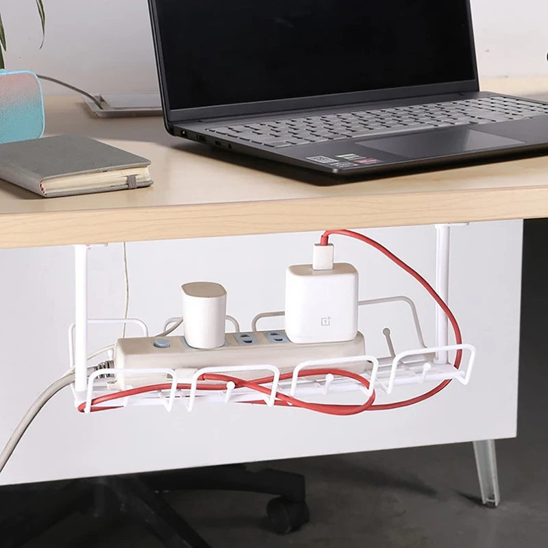 Desk Cable Management Tray Under Table Socket Hang Holder Power Strip Storage Rack For Offices Living Room Wire Cord Organizer