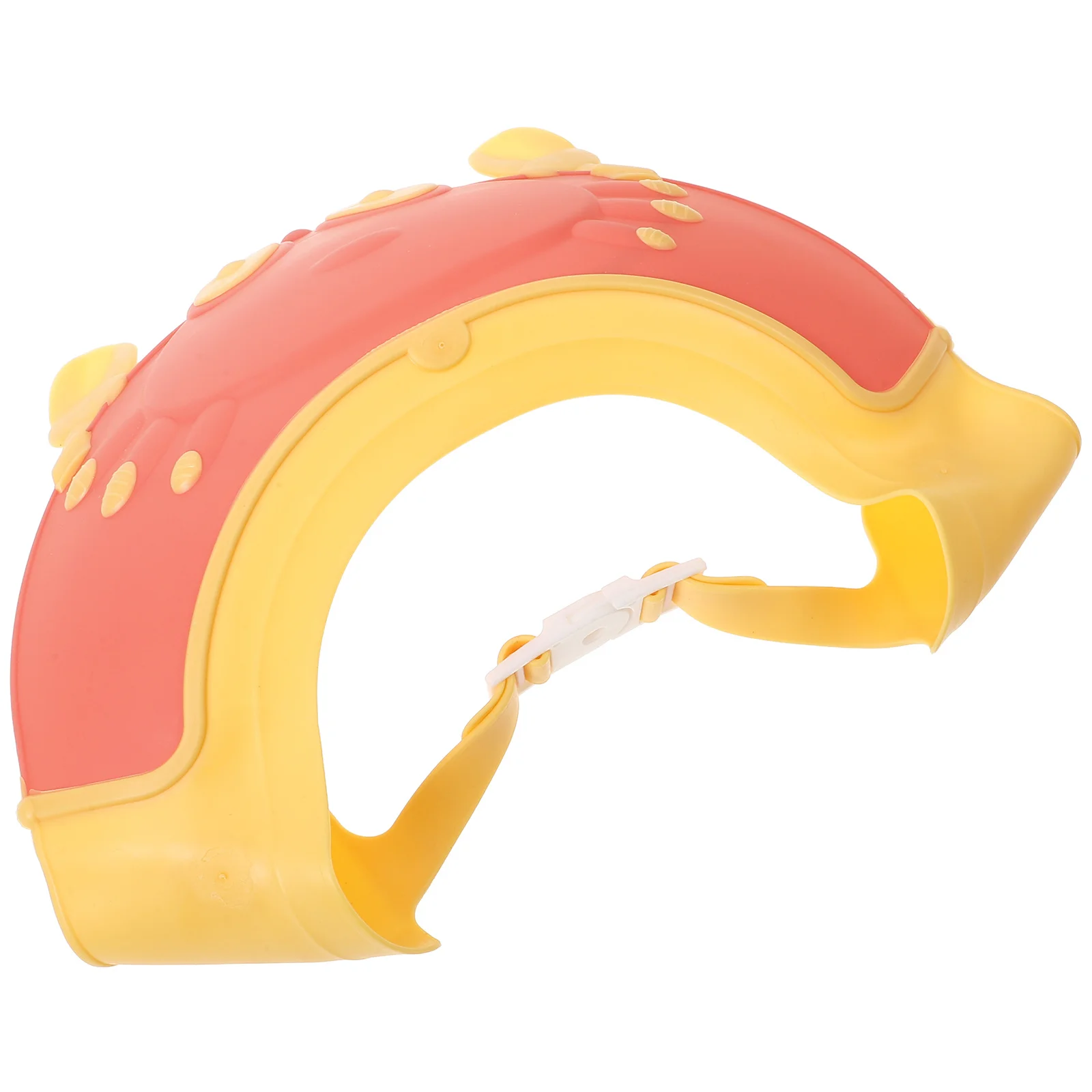 قبعة حمام للأطفال قابلة للتعديل باللون الأحمر - قبعة استحمام للأطفال مع حماية للعين والأذن وغطاء رأس للأطفال الصغار