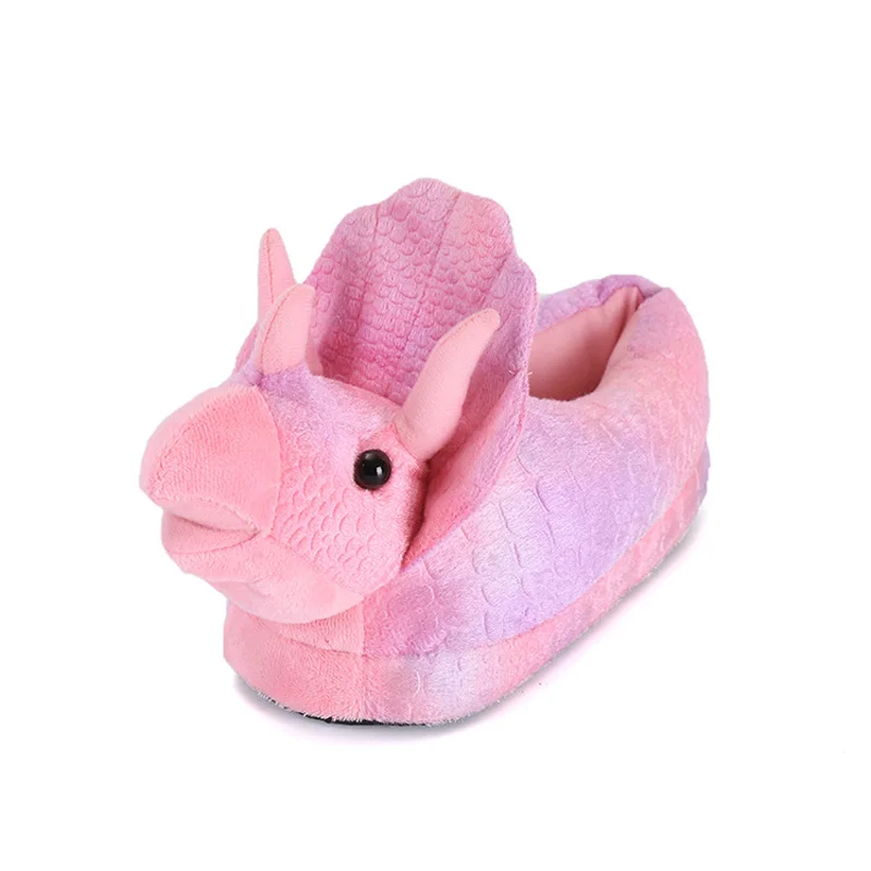 Śmieszne kapcie z motywem dinozaura dla kobiet kryty dom rodzic-dziecko futrzane buty slajdy prezenty zimowe unisex domowe kapcie z motywem kreskówkowym — zdjęcie 5