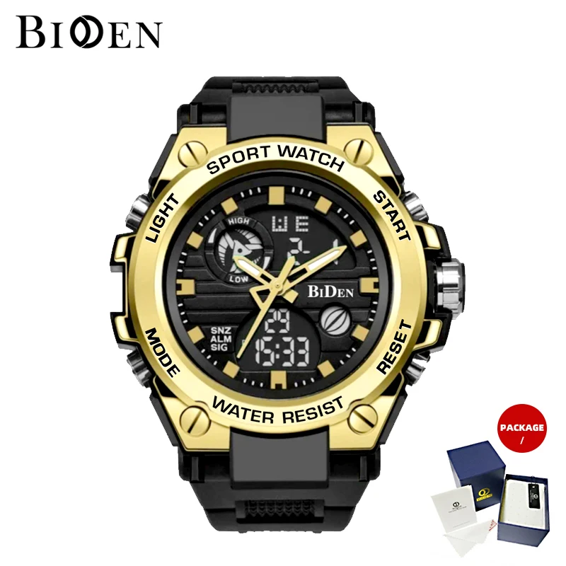 ساعة يد رقمية خارجية للرجال من BIDEN Fashion، ساعة رياضية عسكرية مقاومة للماء، ساعة إلكترونية مضيئة للرجال #1