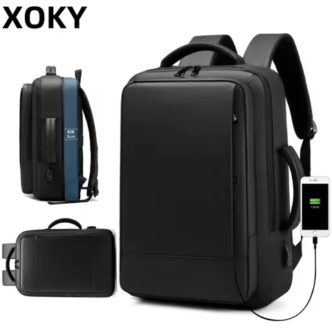 XOKY ธุรกิจกระเป๋าเป้สะพายหลังขยายกระเป๋าเป้สะพายหลังขนาดใหญ่ USB ชาร์จผู้ชายแฟชั่นกระเป๋าเป้สะพายหลัง 15.6 นิ้วแล็ปท็อปกระเป๋าเป้สะพายหลัง 2051