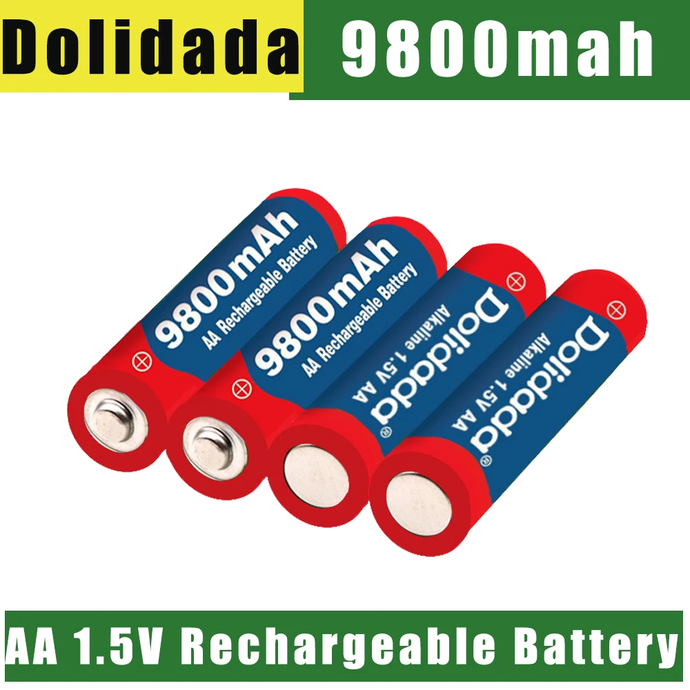 1~24pcs/lot AA Rechargeable Battery 9800mah 1.5V New Alkaline Rechargeable Batery for Led Light Toy Car Mp3 Body Fat Scale