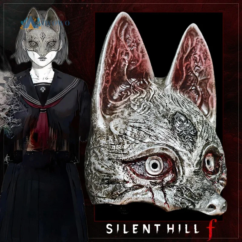 Silent hill f shimizu hinako máscara de raposa cosplay traje adereços acessórios para mulheres meninas homens metade lobo máscara carnaval role play