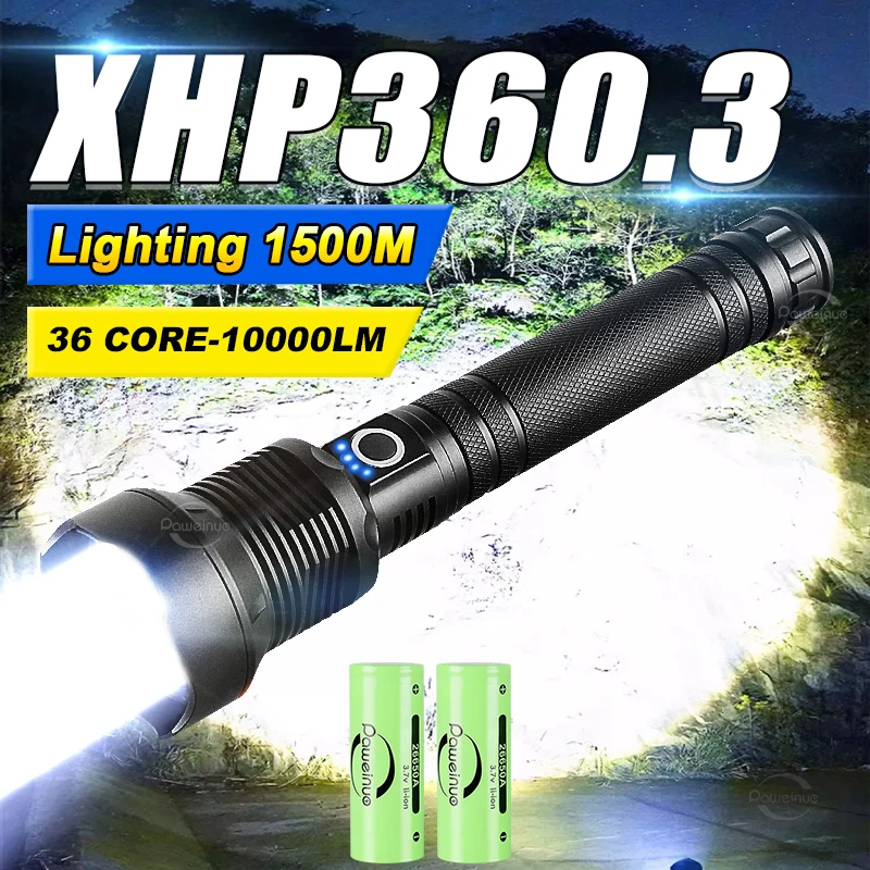 

XHP360.3 Most Powerful Flashlight with Usb Charging Rechargeable Torch Strong Light Tactical Lantern Outdoor Emergency Light