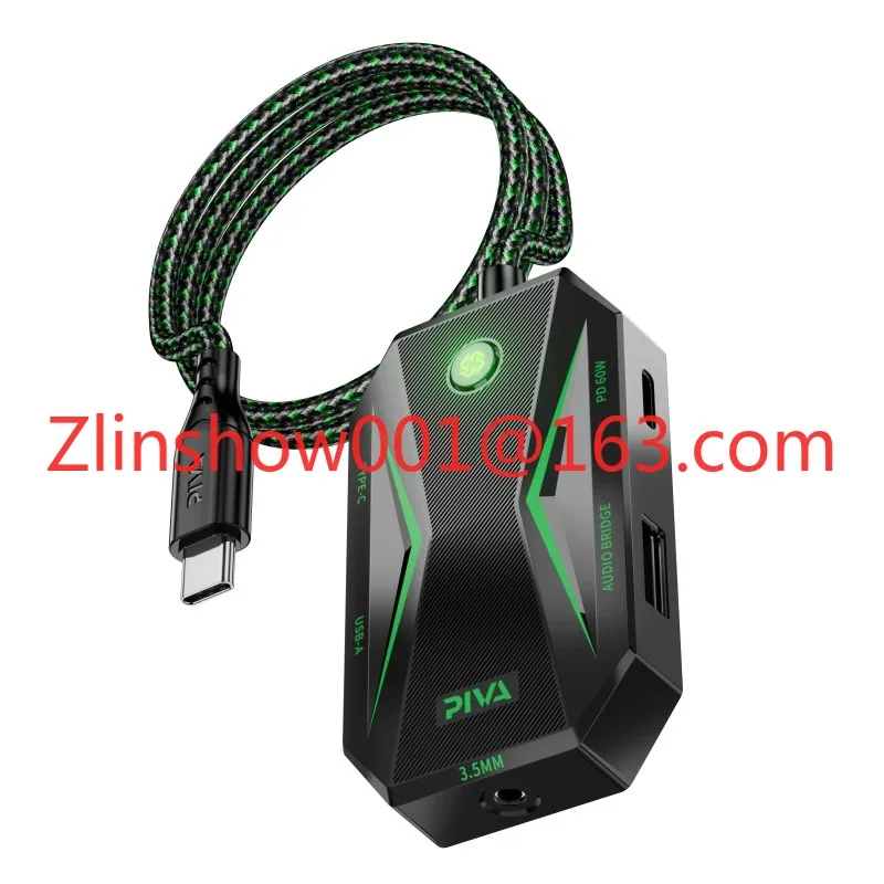 Type C to USB Hub Phone Game Adaptor 3.5mm Converter DAC 2.4G PD60W Fast Charging Built in Audio Bridge Lossless Sound Quality