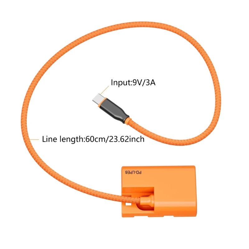 USB tipo C PD 9V a LPE6 /12V-17V D Tap a E6 batería simulada para cámaras R5 80D 70D 60D 90D 5DIV Cable de alimentación continua