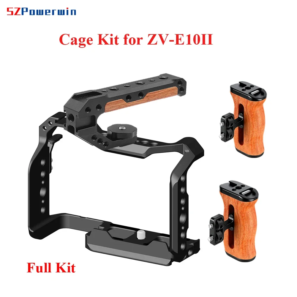 

SZPowerwin Camera Cage For Sony ZV-E10II E10 II Wooden Handgrid Handle Kit Multifunctional Arri Locating Screw Aluminum Alloy