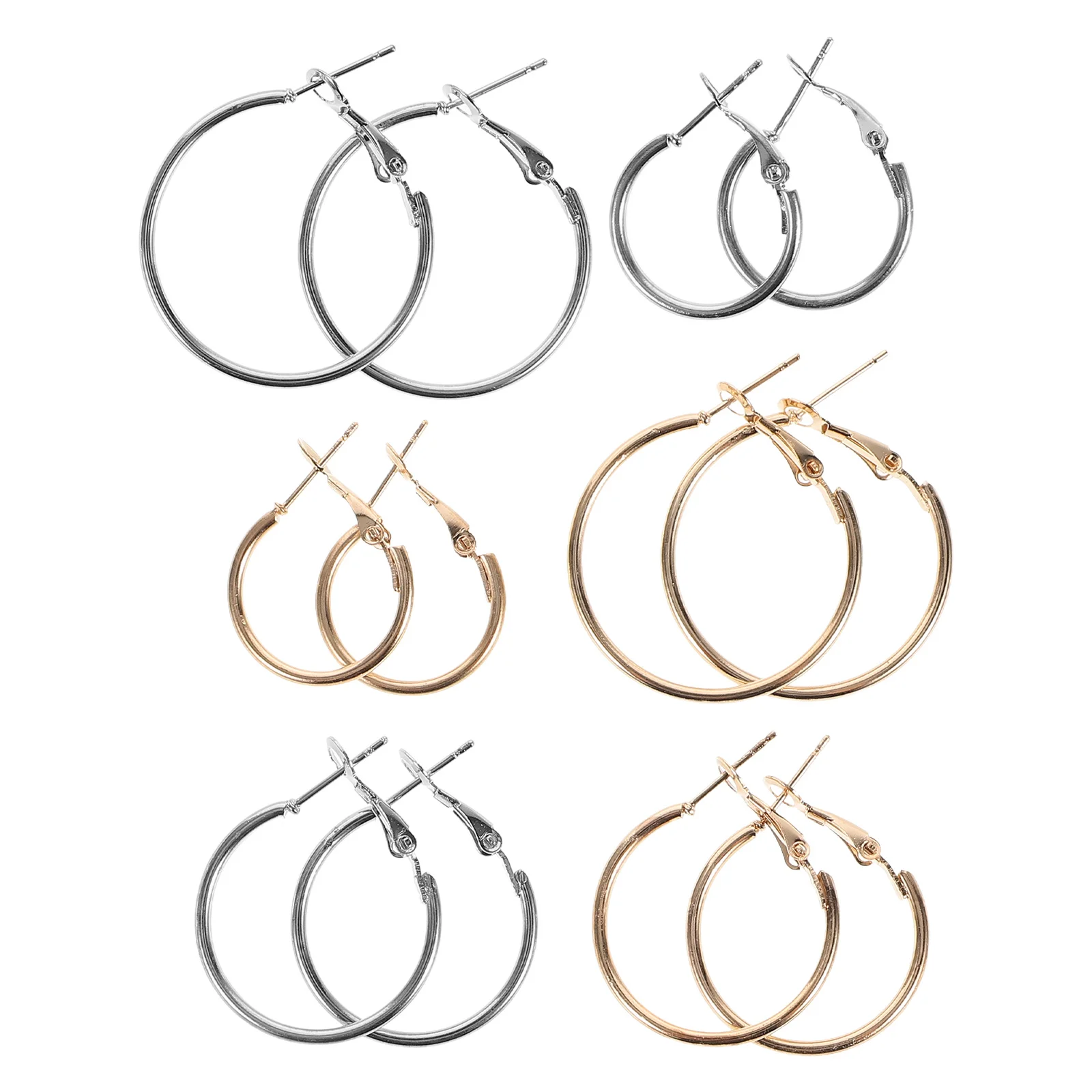 

6pcs Circle Earrings For Women Fashion Metal Hoop Earrings Vintage C Shape Large Dangle Aesthetic Minimalist Jewelry Statement