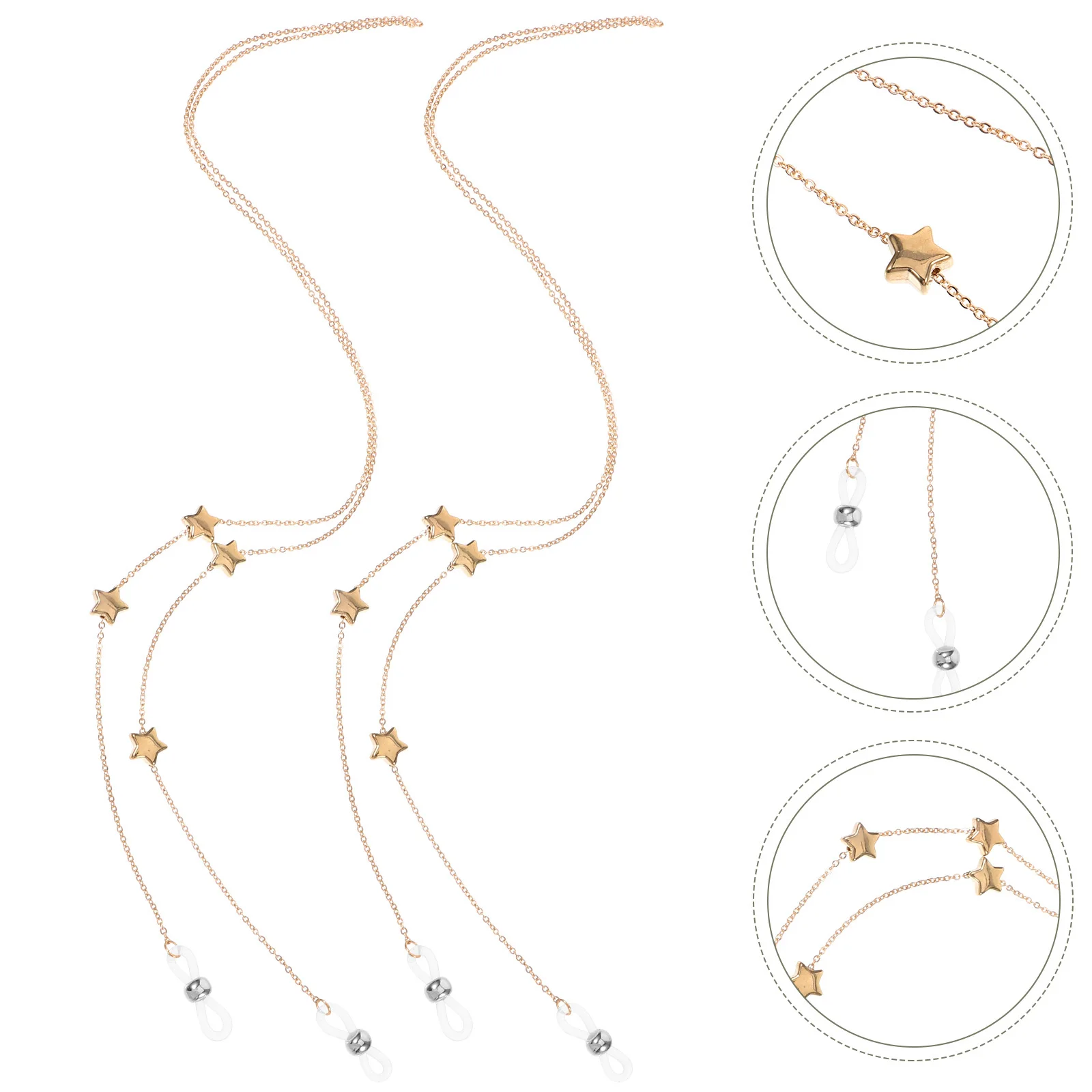 

2Pcs Eyeglass String Accessories Stylish Durable Lightweight Adjustable Holder for Women Girls Spectacle Decor