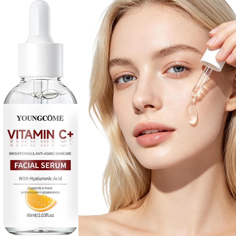 Sérum Facial YOUNGCOME com Vitamina C+ e Ácido Hialurônico, Leve, para Cuidados Diários do Rosto em Peles Normais e Mistas, Suaviza a Pele