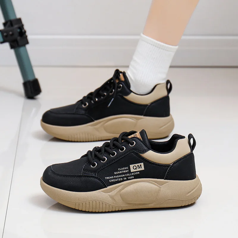 Casual Women\'s Sneakers Fashion Designer Round Toe Thick Soled Trainers Woman Sports Running Shoes Tennis Athletic Footwear