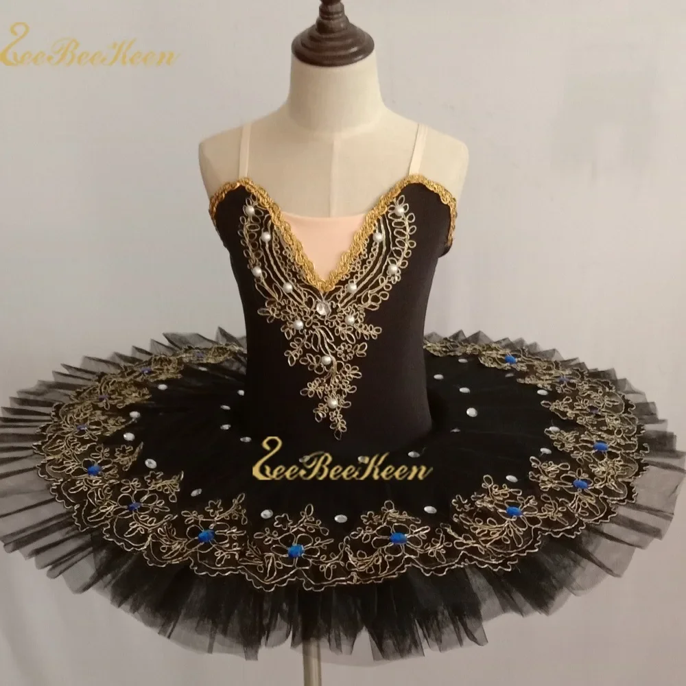 Pink/Black/blue Swan Lake Gold Delicate Lace Dress Women Ballet Tutu Dress Girls Bailarina Diamond Stage Performance Costume