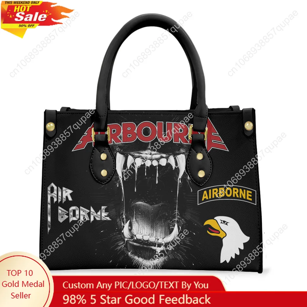 

Airbourne Australian Rock band Tote Bag Purse Womens Mens Personalized Text Image PU Leather Handbag Business Shopping Gift Bags