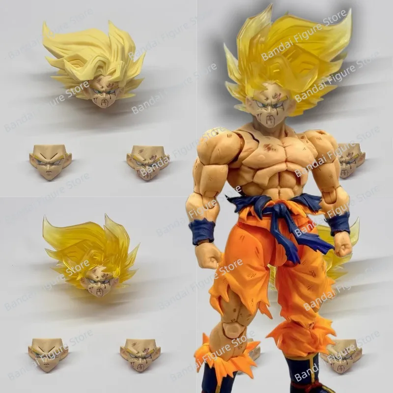 Rzeźba głowy Son Gokua z Dragon Ball, Super Saiyan, normalny, uszkodzony w walce, dla Goku 3.0, model głowy z wypełnieniem powietrznym, figurka KO, zabawka.
