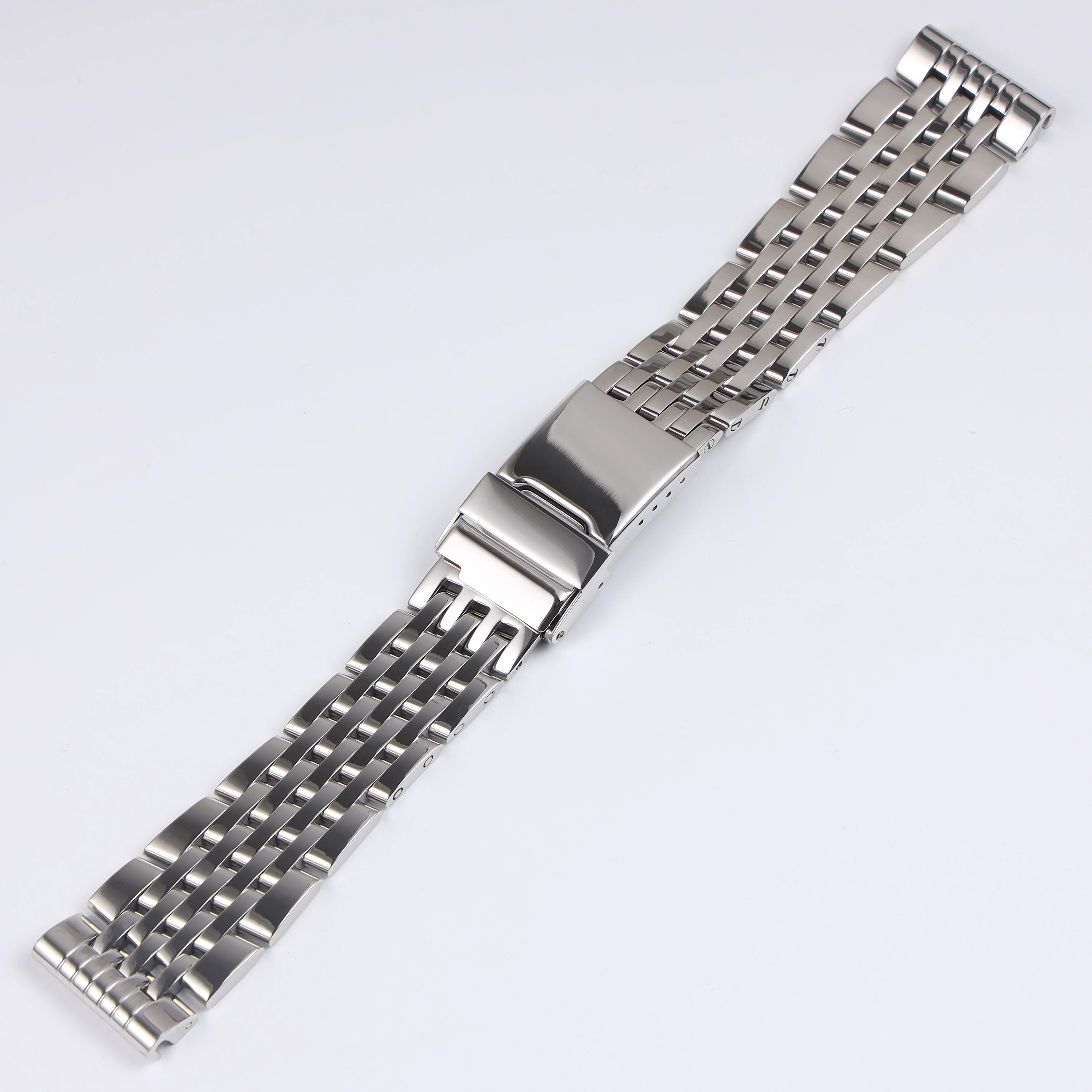 

22 24mm polished silver solid stainless steel watchband for Breitling Super Ocean Avenger deployment clasp wrist strap bracelet